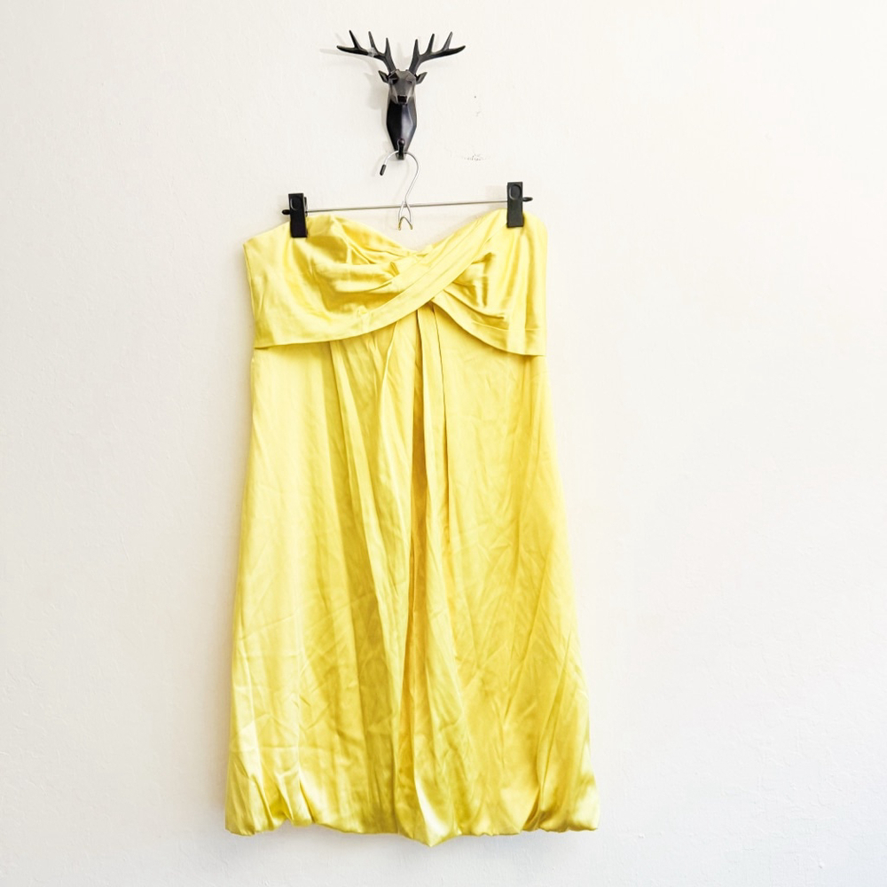 Nicole Miller Women's Yellow Silk Blend Strapless Dress Size 12